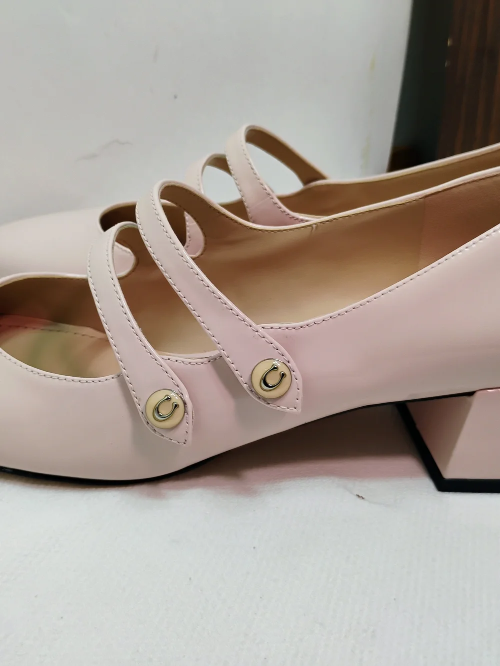 Coach Women’s Pink Double-Strap Angela Mary Jane Heels 10B